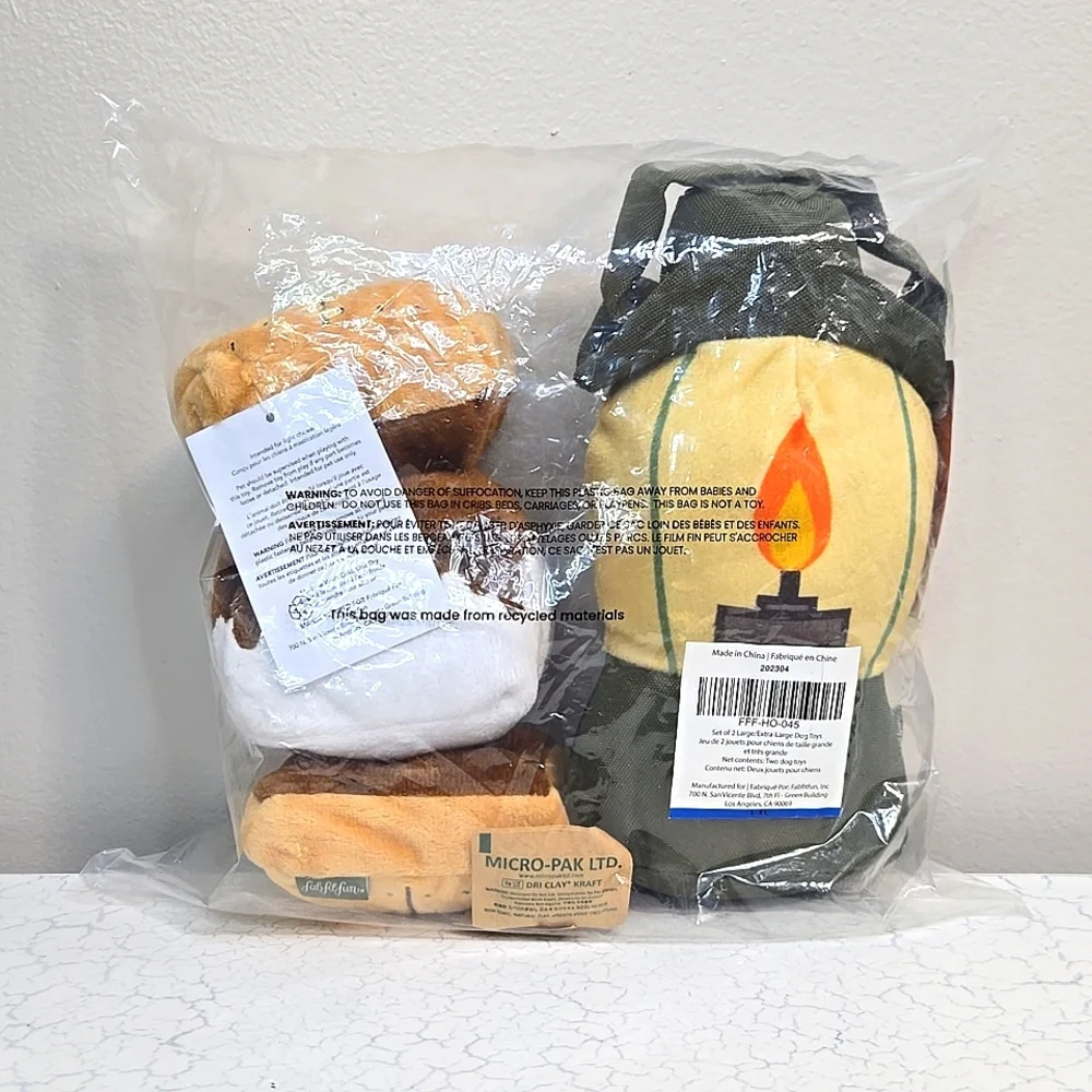 FFF S'mores & Lantern Plush Dog Toy Duo, Size L/XL ~ NWT - Picture 6 of 6
